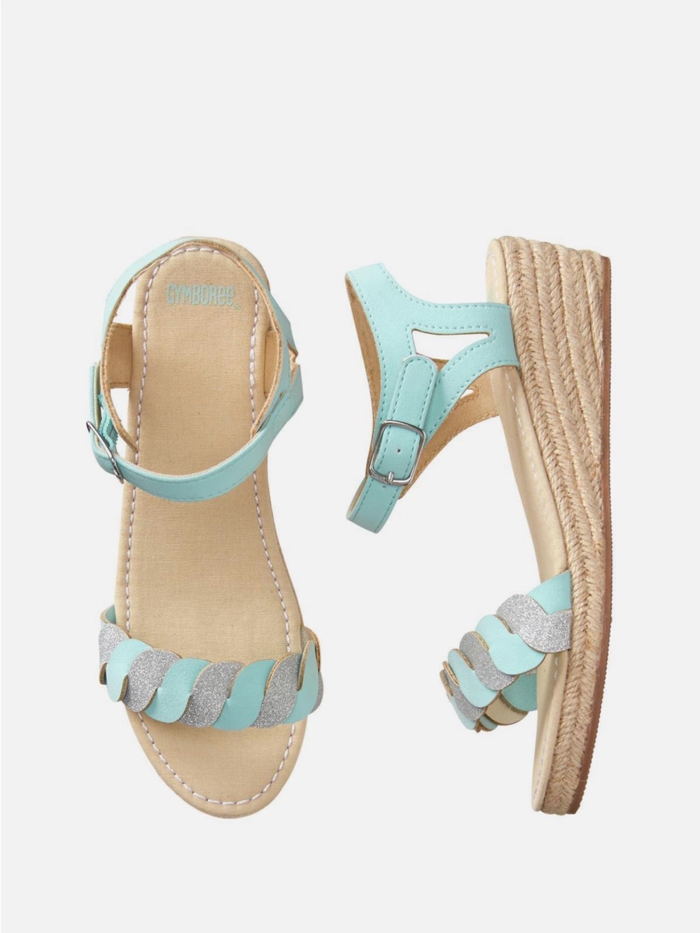 Gymboree Girls' True Blue Mint Braided Espadrille Sandals